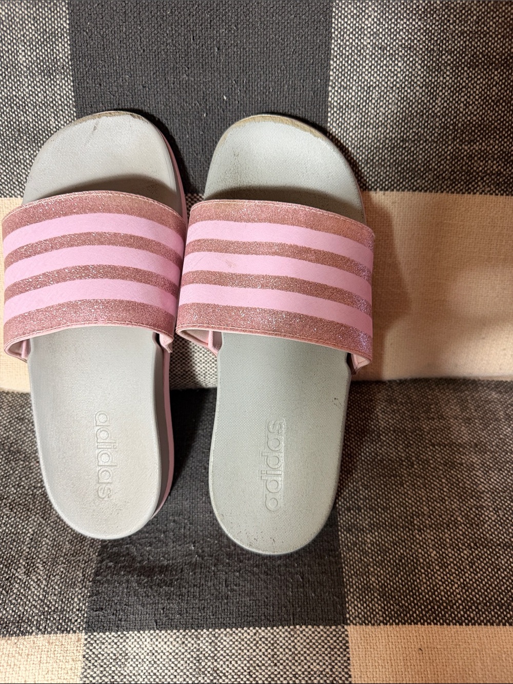 adidas Pink Slides with Gray Footbed